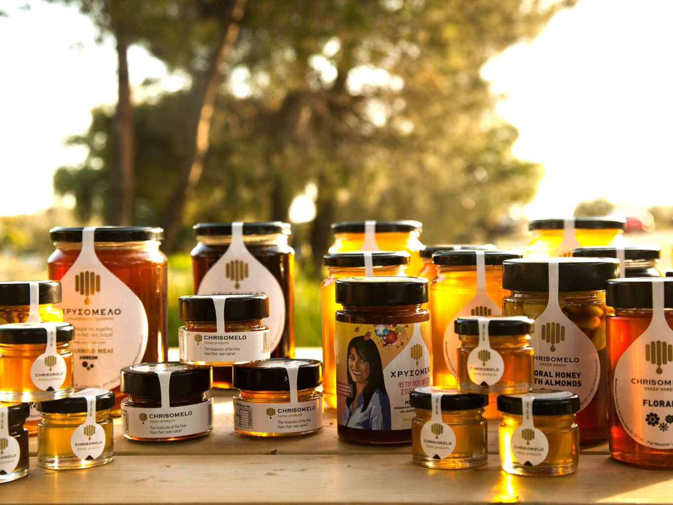 Chrisomelo honey labels packaging